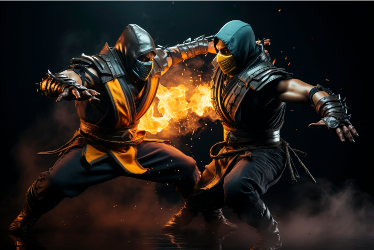 Lutadores mascarados com fogo